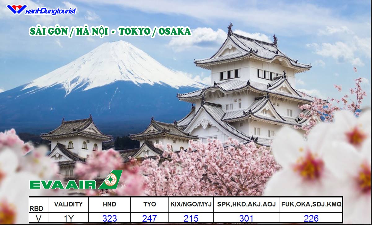 Eva Air Khuyến Mãi Tuyến Đường Đi Nhật Bản Giá Rất Tốt