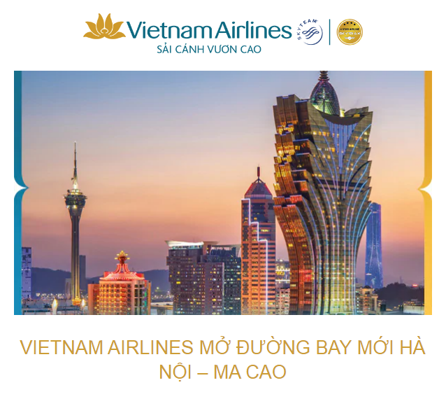 Vietnam Airlines Mở Đường Bay Mới Hà Nội – Ma Cao